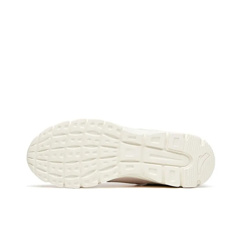 Anta Running Collection Leather Upper Low Top Running Shoes Women's White Green Pink-3