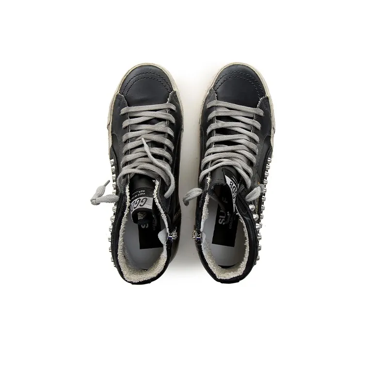 Golden Goose Slide Distressed Studded Sneakers-4