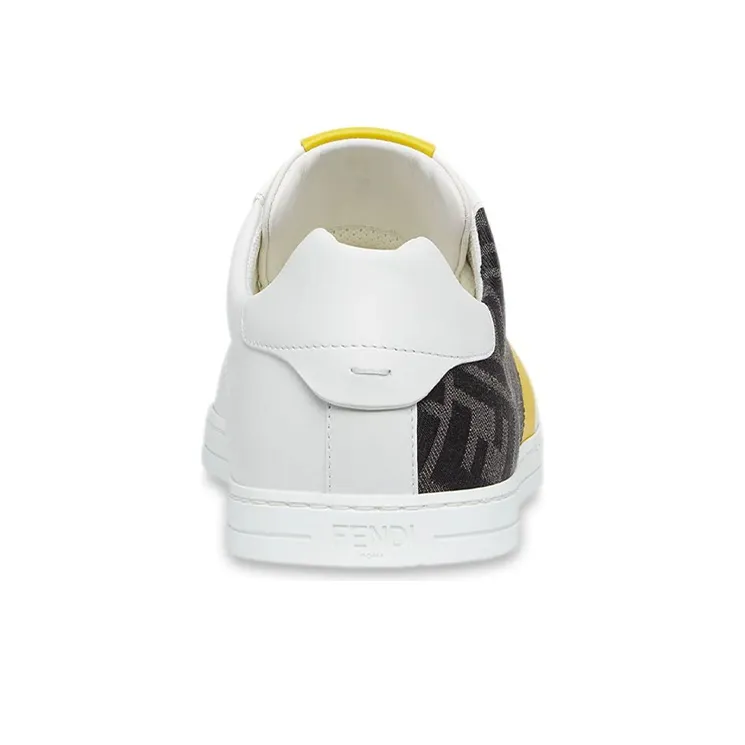 FENDI Leather Low Top White Yellow-4
