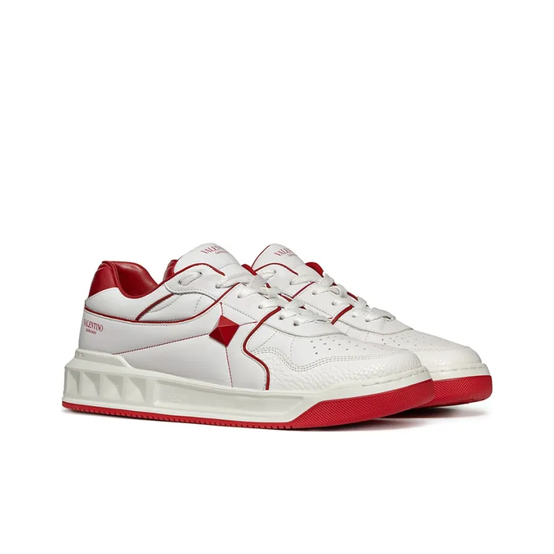 Valentino One Stud Low-Top White Red Women's-1