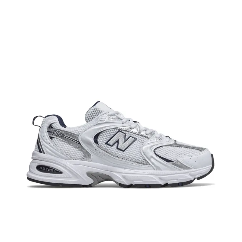 New Balance NB 530 Cushioning, Slip Resistant, And Abrasion Resistant Low Top Casual Running Shoes Unisex White Silver-1