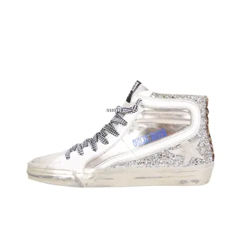 Golden Goose Slide Skateboard Shoes Women's Mid-Top Silver