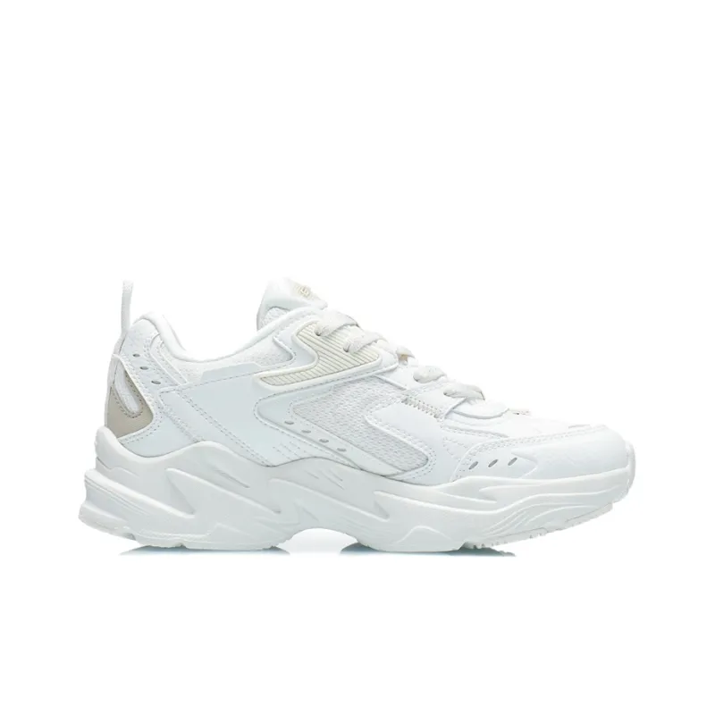 LiNing Cushioned Slip Resistant Abrasion Resistant Low Top Running Shoes Women's Ecru-1