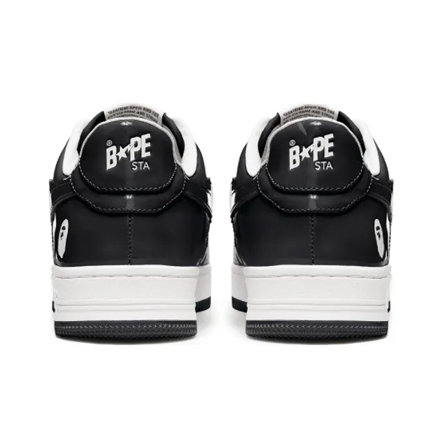 A BATHING APE STA Stylish Skateboarding Shoes Unisex Black White-4