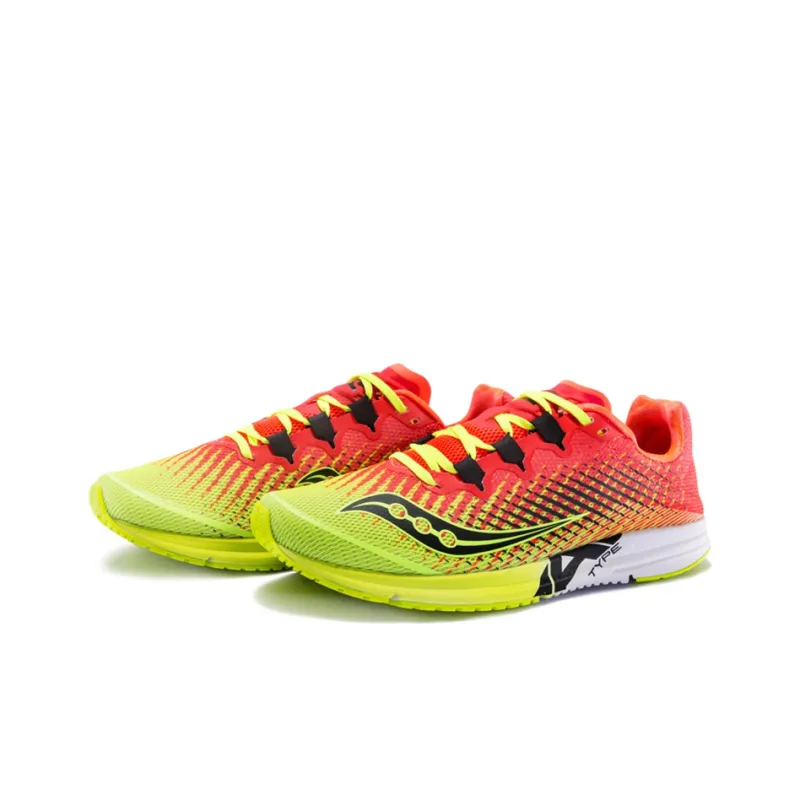 Saucony Cushioning Wear-Resistant Breathable Supportive Low-Top Running Shoes Women's Neon Green Tangerine-2