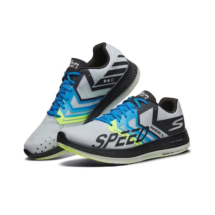 Skechers Go Run Razor 3 Anti-Slip And Wear-Resistant Breathable Low-Top Casual Running Shoes Men's Black Green-2
