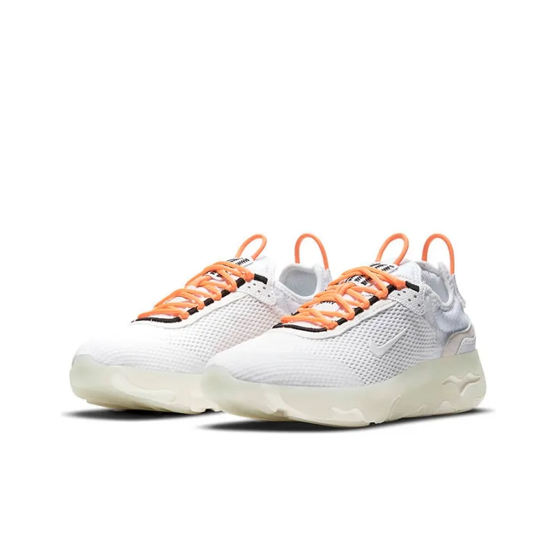 Nike React Live Anti-Slip And Wear-Resistant Breathable Low-Top Running Shoes GS White Orange-2