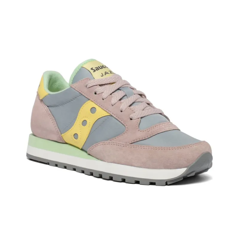 Saucony Jazz Original Running Shoes Women's Low-Top Pink/Gray/Yellow/White-2