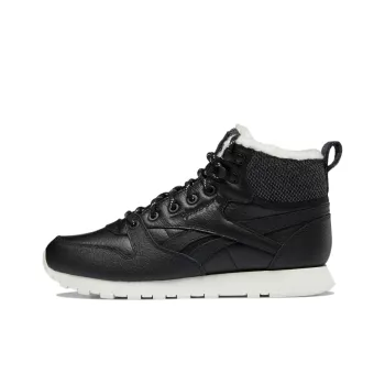 Reebok Classic Leather Arctic Wear-Resistant High-Top Running Shoes Women's Extreme Night Black