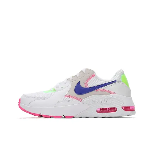 Nike Air Max Excee Running Shoes Women's Low-Top White/Luminous Blue/Explosive Pink/Neon Yellow