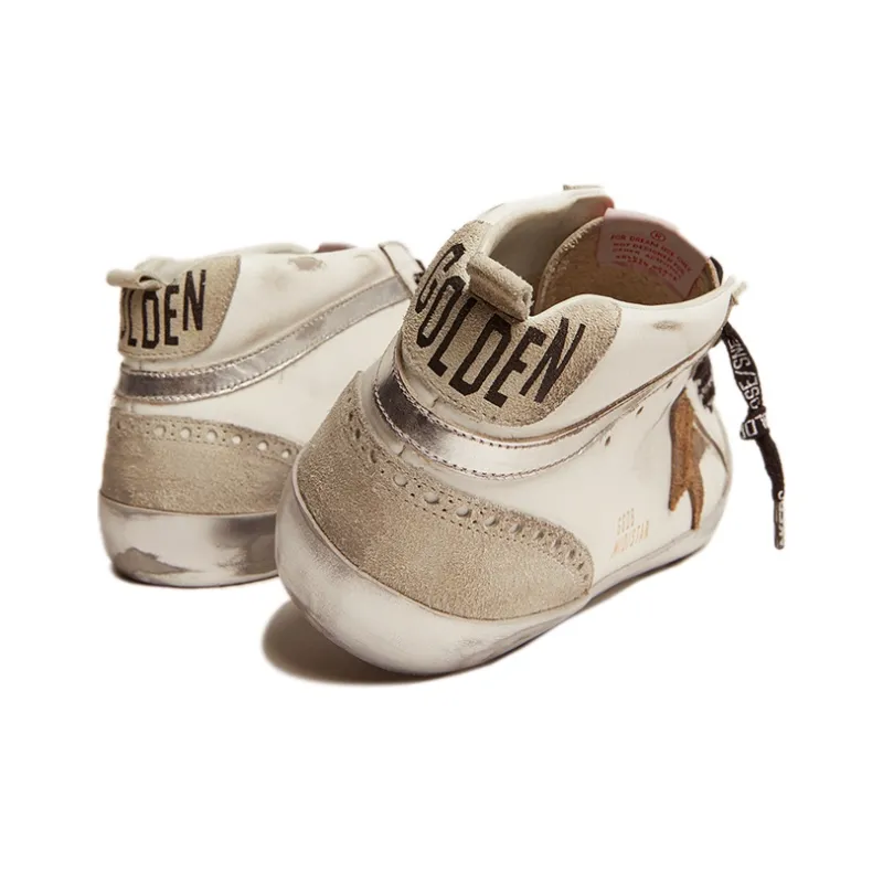 Golden Goose Mid Star Stylish Skateboarding Shoes Men's White Old-fashioned-3