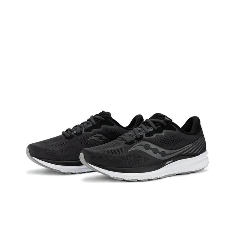 Saucony Ride Yutu 14 Cushioning Wear Resistant Breathable Supportive Low Top Running Shoes Men's Black White-2