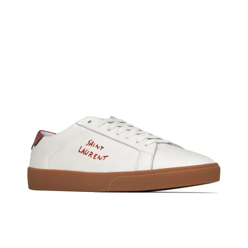 SAINT LAURENT SL/06 Court Low Top Stylish Skateboarding Shoes Women's White Red-2