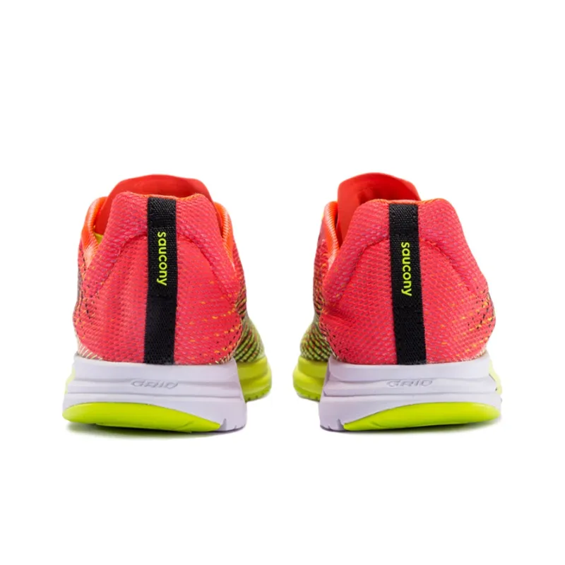 Saucony Cushioning Wear-Resistant Breathable Supportive Low-Top Running Shoes Women's Neon Green Tangerine-3
