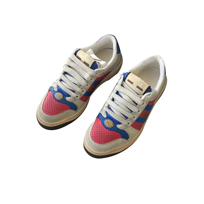 GUCCI Screener Low Top Stylish Skateboarding Shoes Women's Red Blue-1