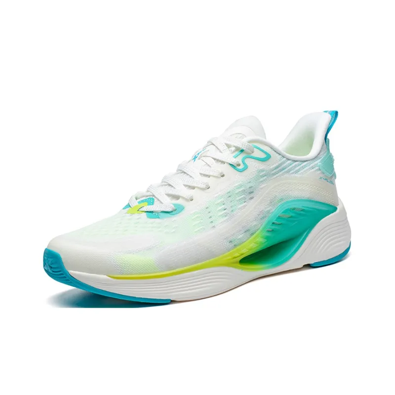 XTEP Qing Feng 5.0 Cushioning And Breathable Low Top X FLOW Long Distance Running Shoes Men's White Green-1