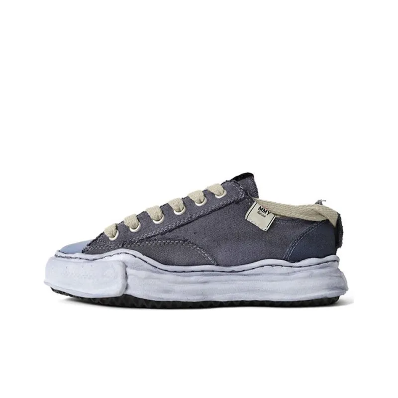 Nigel Cabourn x MIHARA YASUHIRO Low-Top Stylish Skateboarding Shoes Men's Distressed Grey-0