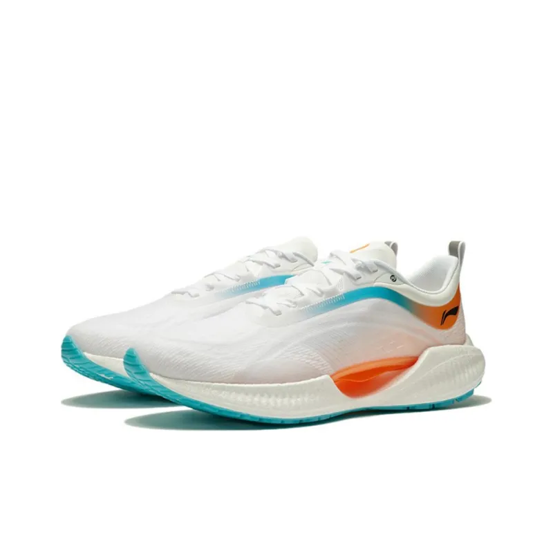 LINING Super Light 19 Running Shoes Men Low Top Standard White/Fluorescent Sweet Orange-2