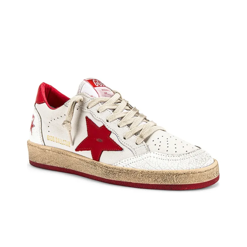 Golden Goose Ball Star Low Top Stylish Skateboarding Shoes Women's White Distressed Style-2