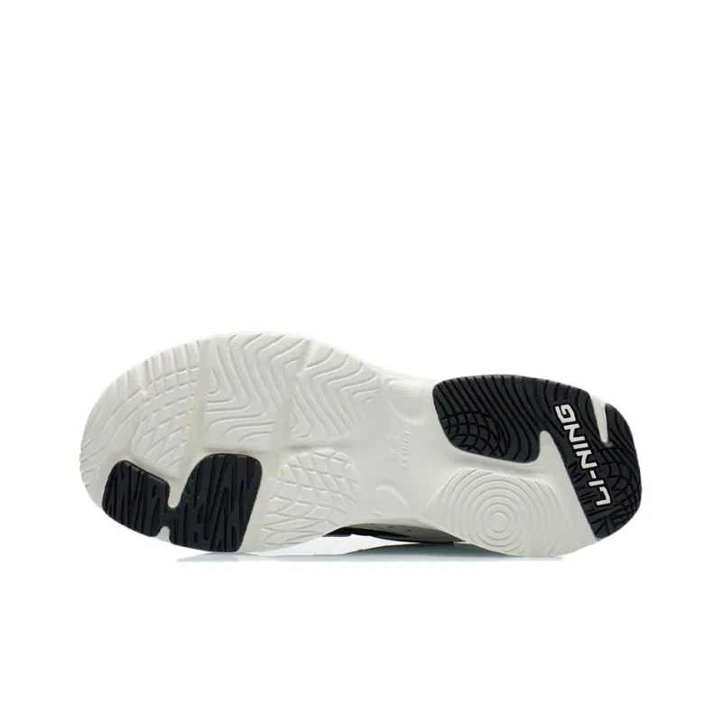 LiNing Abrasion Resistant Breathable Slip Resistant Low Top Running Shoes White Black-4