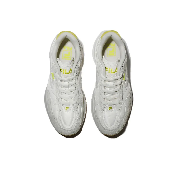 FILA Cushioning Anti Slip And Wear Resistant Low Top Running Shoes Unisex White Gray Yellow Korean Style-2