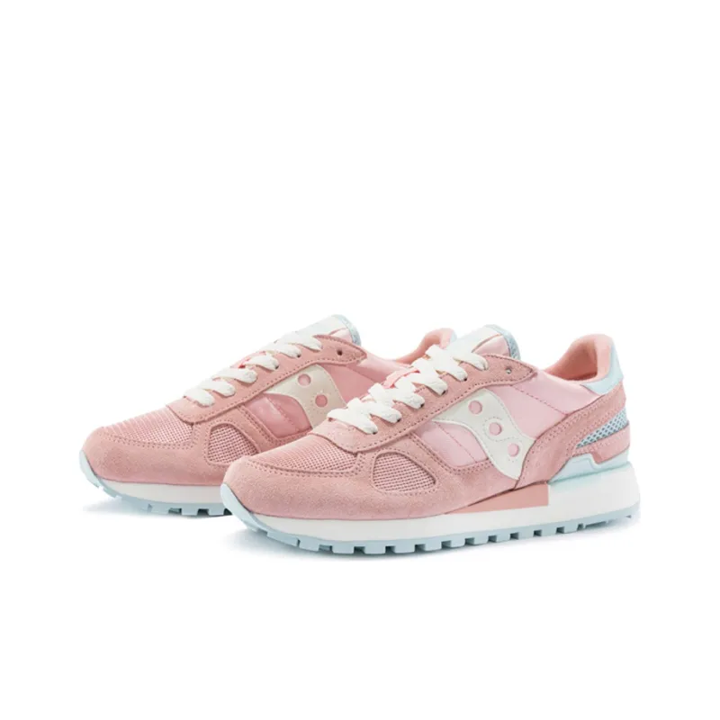Saucony Shadow Original Cushioning Anti-Slip Wear-Resistant Breathability Low-Top Running Shoes Women's Pink Blue-2