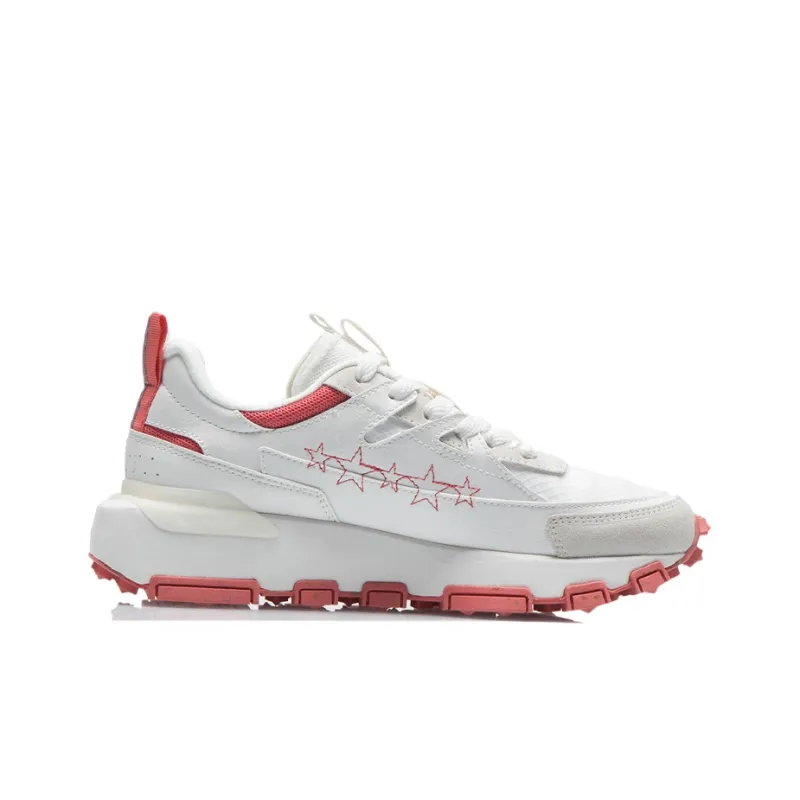 LiNing Cushioning Low Top Running Shoes Women's White Red-1