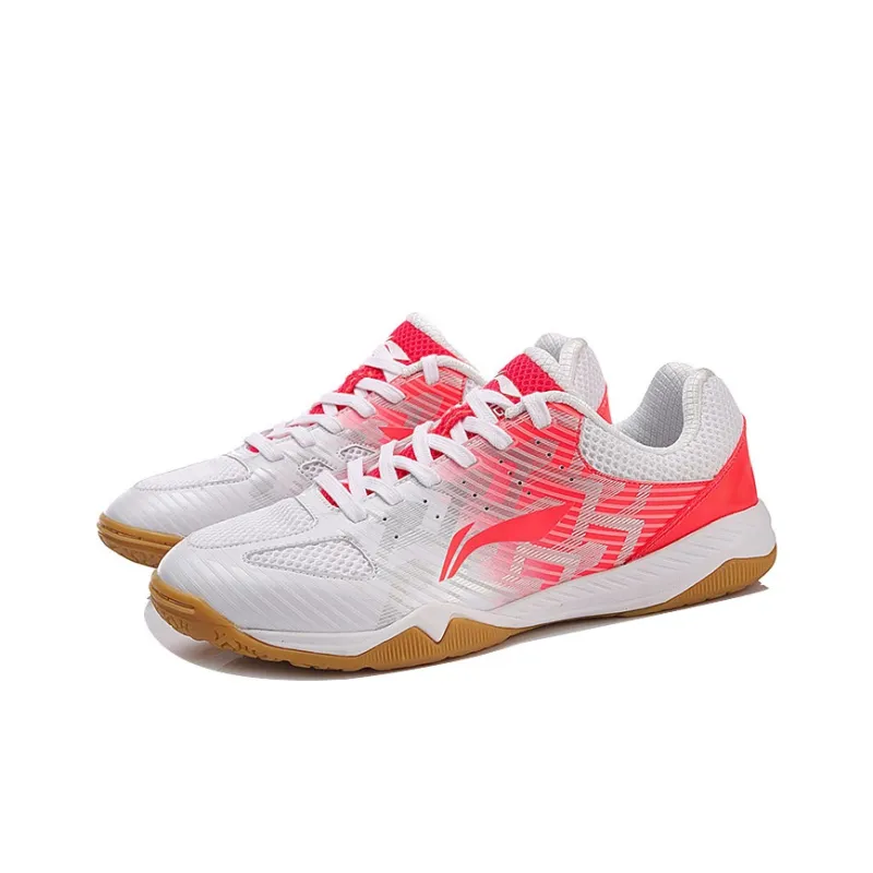 LiNing Cushioning Wear Resistant Low Top Running Shoes Women's Red White-2