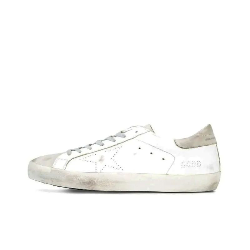 Golden Goose Super Star Stylish Skateboarding Shoes Men's Silver Tail Distressed Style-0