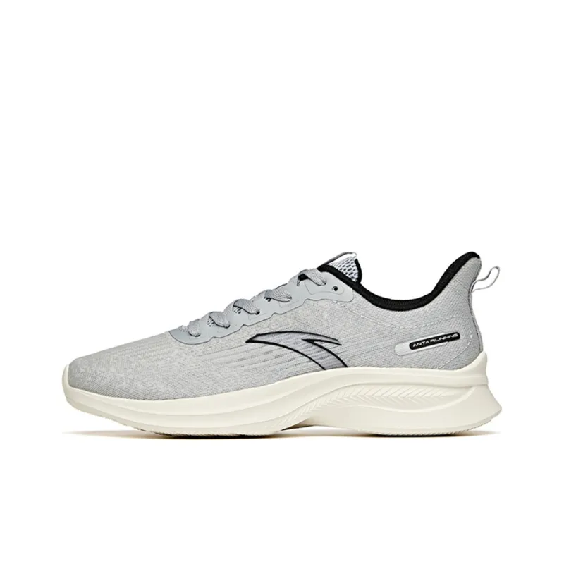 Anta Cushioned Slip-Resistant Lightweight Low-Top Running Shoes Men's Gray-0