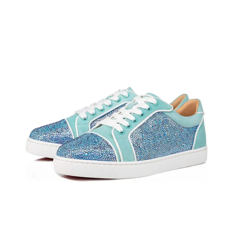 Christian Louboutin Skateboard Shoes Women's Low Top Blue-2