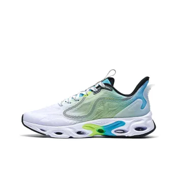 XTEP Slip Resistant Cushioning Wear Resistant Low Top Running Shoes White Green