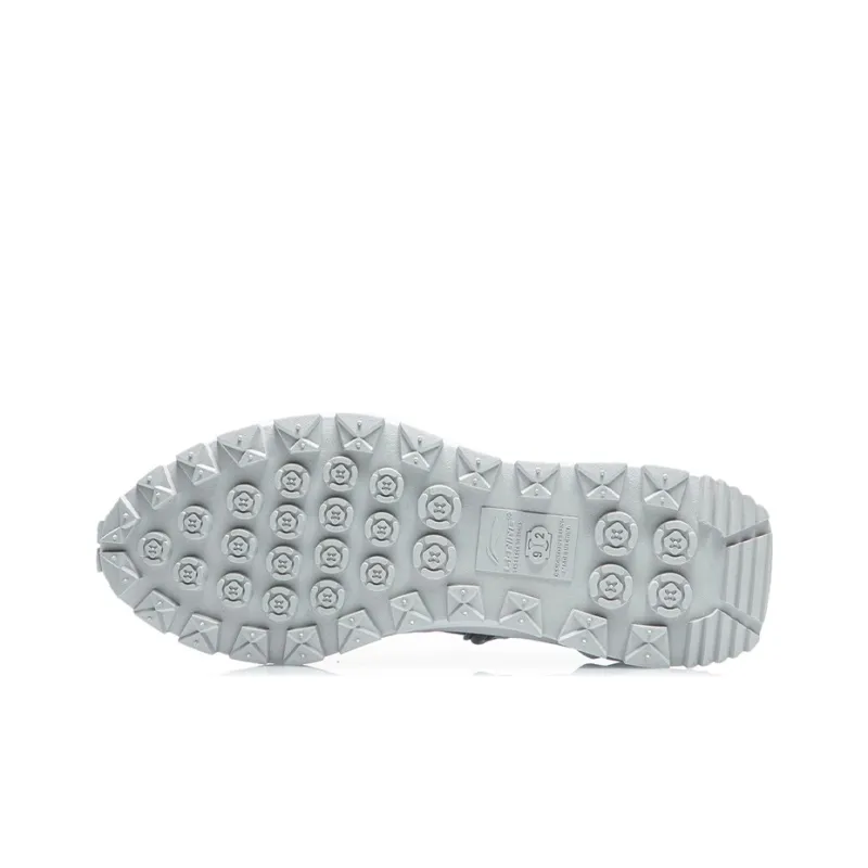 LiNing Anti Slip Wear Resistant Low Top Running Shoes Men's White Sand Gray-3