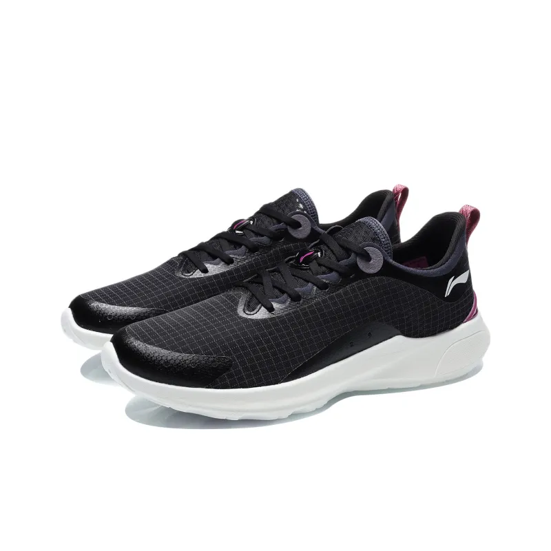 LiNing Qingyi Cushioned Wear Resistant Slip Resistant Low Top Running Shoes Women's Black White-2