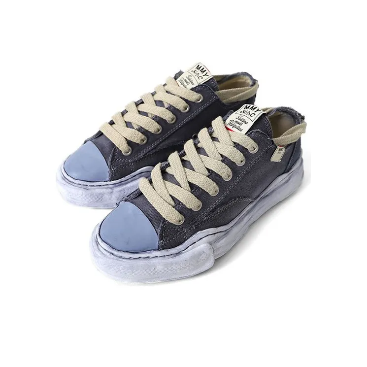 Nigel Cabourn x MIHARA YASUHIRO Low-Top Stylish Skateboarding Shoes Men's Distressed Grey-2