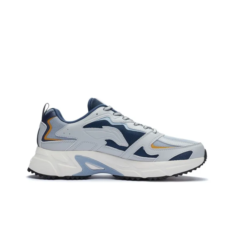 LiNing Cushioning Anti Slip And Wear Resistant Low Top Running Shoes Men's Gray Green-1