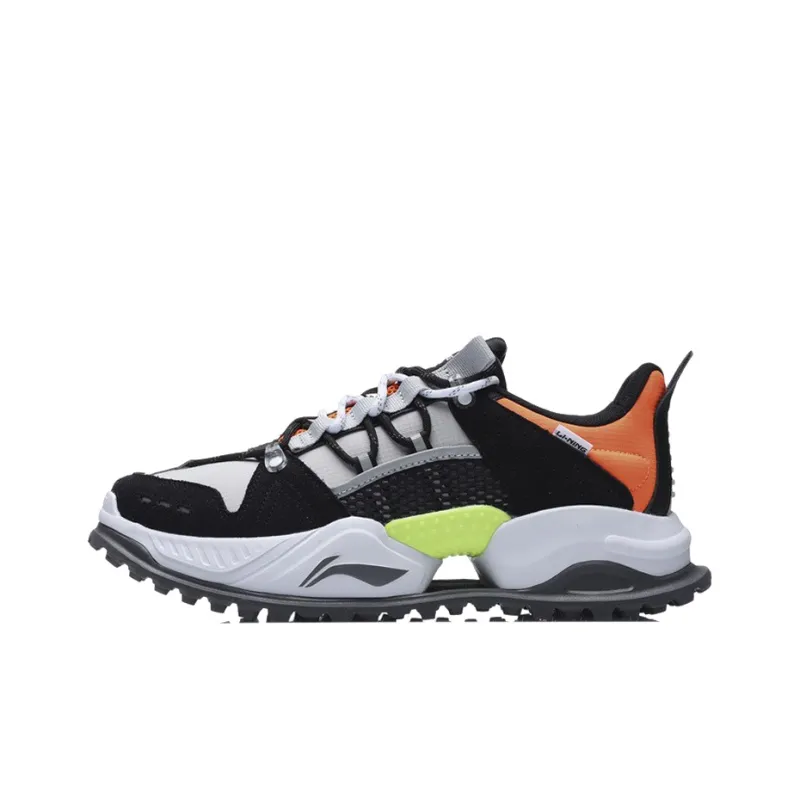 LiNing Broken Mountain Warm Low-Top Running Shoes Unisex Black Gray Orange-0