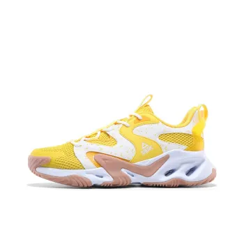 PEAK Wear resistant Non slip And Breathable Low Top Running Shoes Men's Yellow White