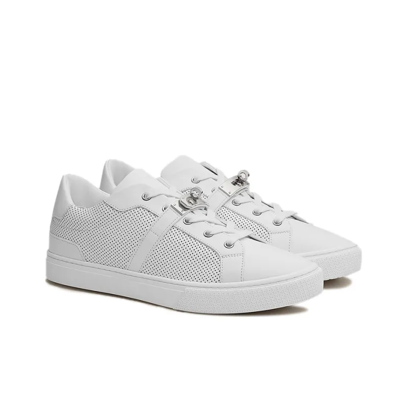 HERMES Day Low Top Stylish Skateboarding Shoes Men's White-2