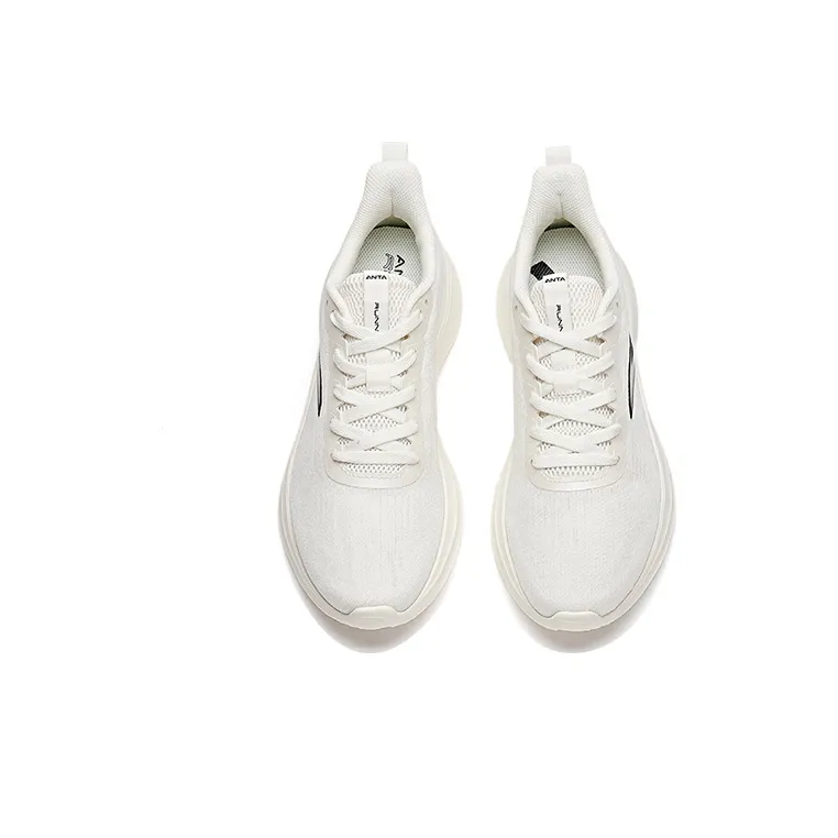 Anta Cushioned Slip Resistant Low Top Running Shoes Men's Ivory White-2