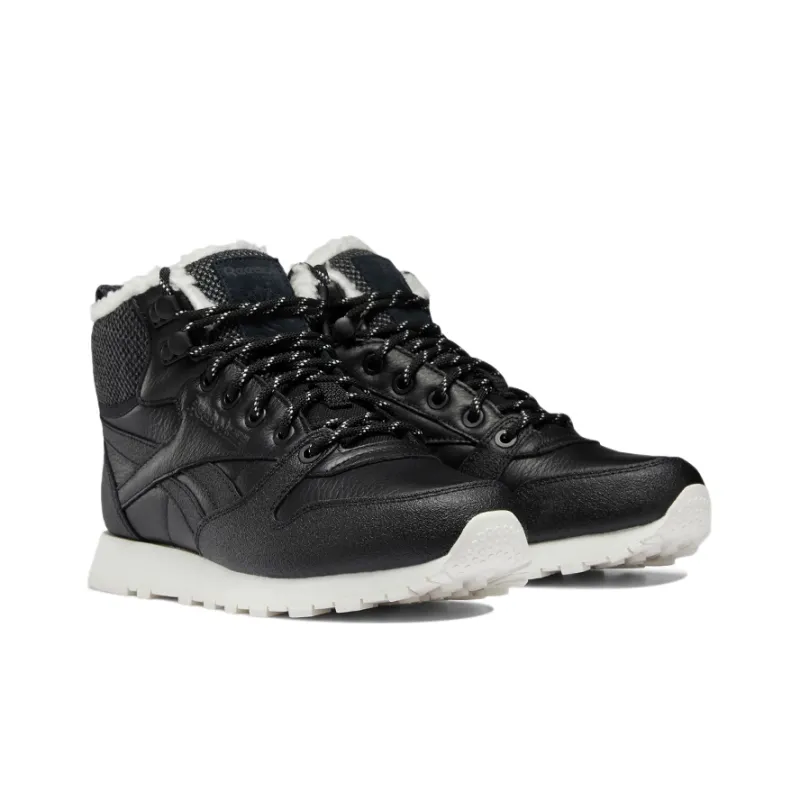 Reebok Classic Leather Arctic Wear-Resistant High-Top Running Shoes Women's Extreme Night Black-2