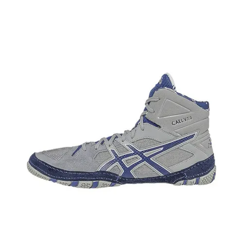 Asics Anti-Slip And Wear-Resistant Breathable High-Top Running Shoes Men's Gray Blue