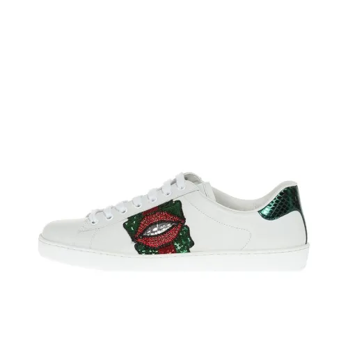 GUCCI ACE Skateboard Shoes Men Low-Top White/Red/Green