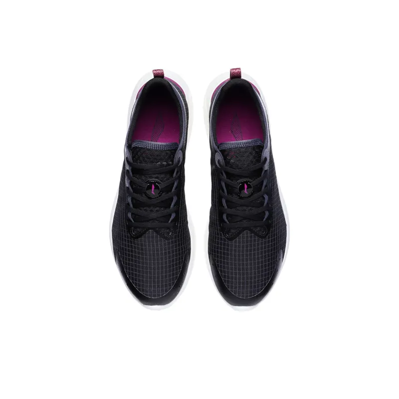 LiNing Qingyi Cushioned Wear Resistant Slip Resistant Low Top Running Shoes Women's Black White-3