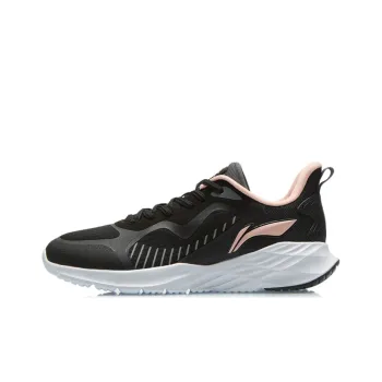 LiNing Cushioning Reflective Abrasion Resistant Slip Resistant Low Top Running Shoes Women's Gray Black