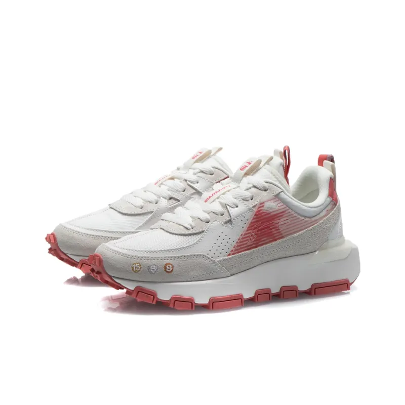 LiNing Cushioning Low Top Running Shoes Women's White Red-2