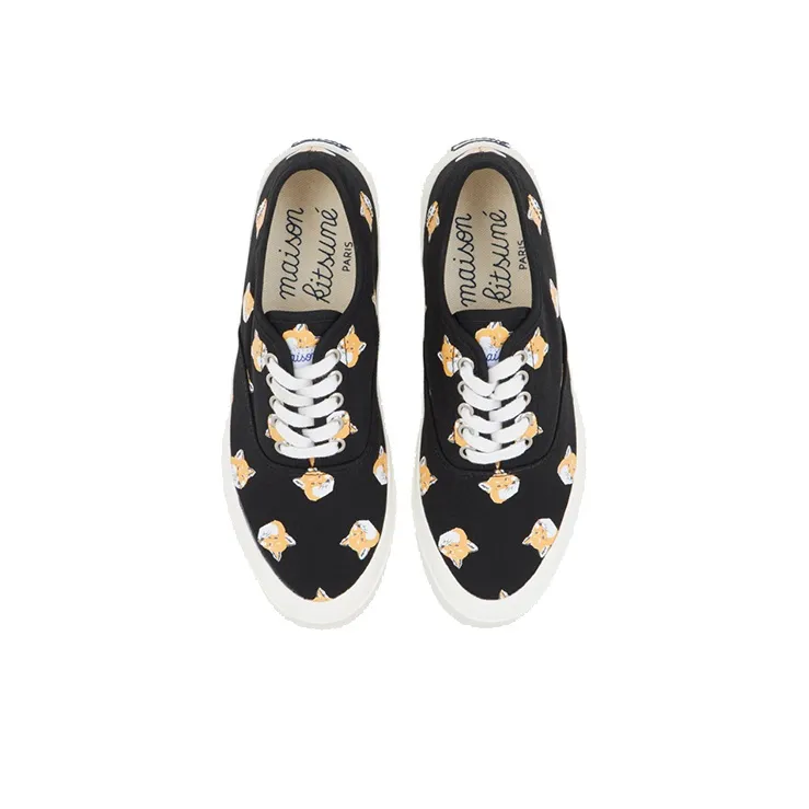Maison Kitsune Low Top Stylish Skateboarding Shoes Unisex Black-3