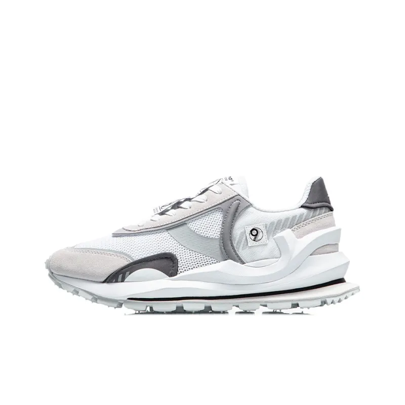 LiNing Anti Slip Wear Resistant Low Top Running Shoes Men's White Sand Gray-0
