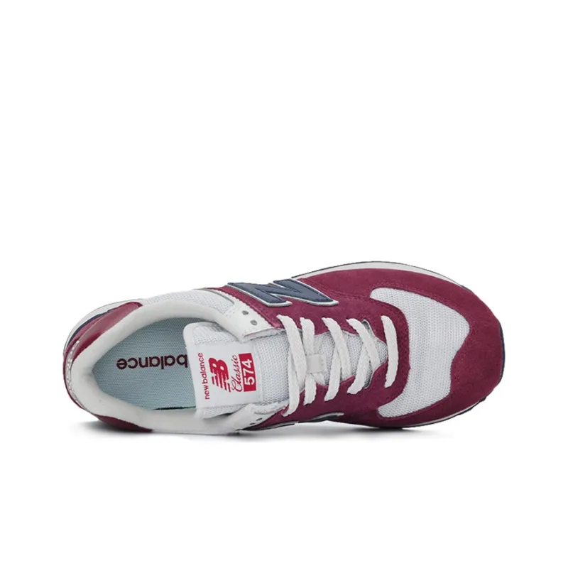 New Balance 574 Shoes Wine Red/White-2