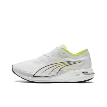 PUMA Deviate NITRO Cushioning, Breathable, Moisture Wicking Low Top Running Shoes Women's White Light Yellow